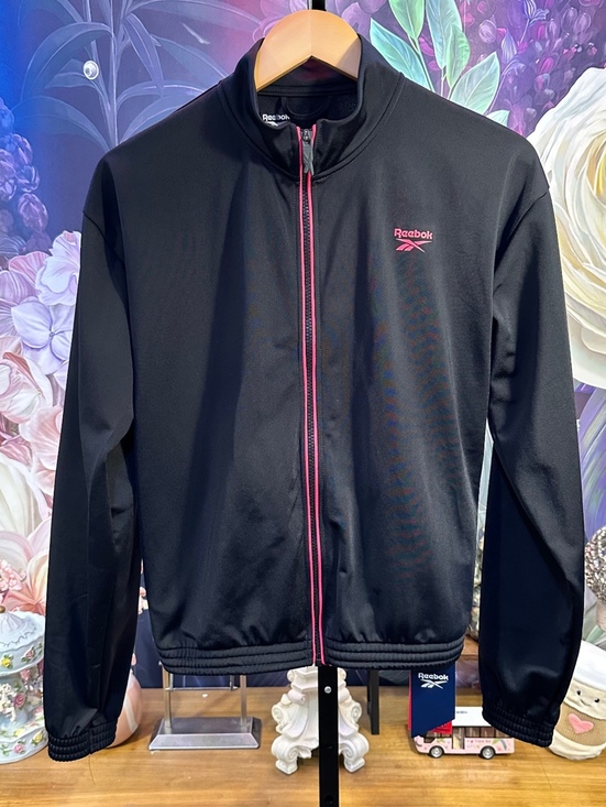 Reebok Jackets & Blazers - Reebok Men's Medium Athletic Track Jacket Black Pink Zip-Up Long Sleeve